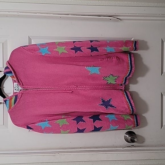 VINTAGE QUACKER FACTORY WOMEN'S FULL ZIPPER KNIT SWEATER PINK WITH STRAP SIZE L - Picture 2 of 8